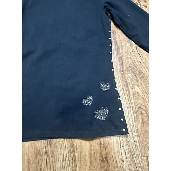 Soul Revival Women’s Black Top Embroidered Knit Studded Long Sleeve Size Small - Picture 4 of 5